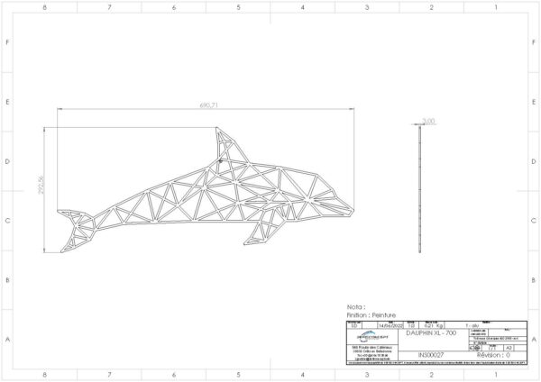 Cadre Tableau Linexa Inspiration le design métallique artistique animal dauphin